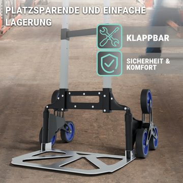 HAGO Sackkarre Transportkarre Treppensteiger Aluminium Stapelkarre 80 kg Handkarre, Treppensteiger,Höhenverstellbar,Leichtbau,Klappbar