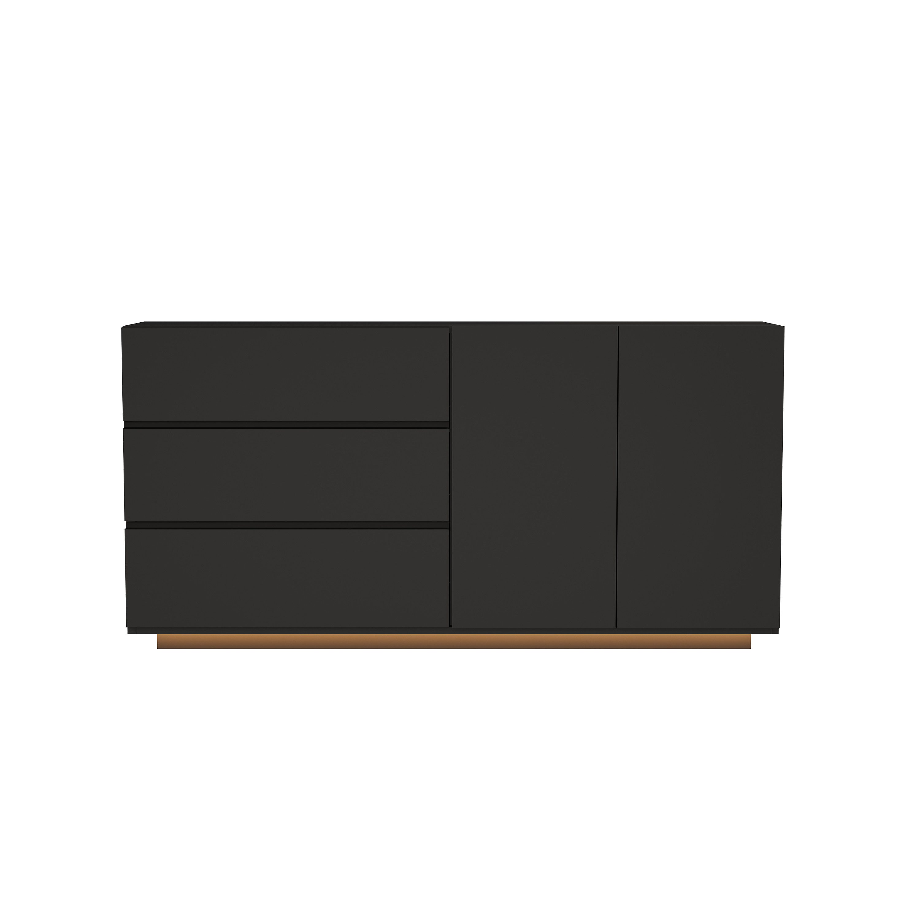 Furnishings Home Sideboard Mehrzweckschrank LED Hochglanz Buffetschrank, Breite 160 cm (1 St., Beistellschrank mit 2 Türen und 3 Schubladen), Mit LED-Beleuchtun – Bild 3 von 5