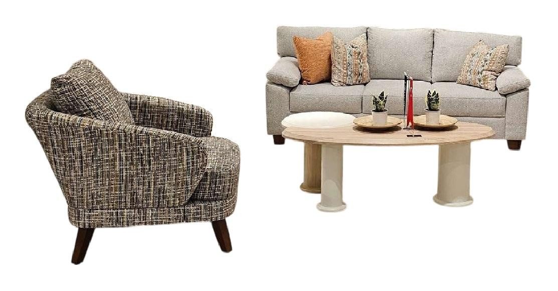 JVmoebel Polstergarnitur JVMoebel Wohnzimmer-Set in Grau mit komfortablem Sessel, (Set, 2-tlg)