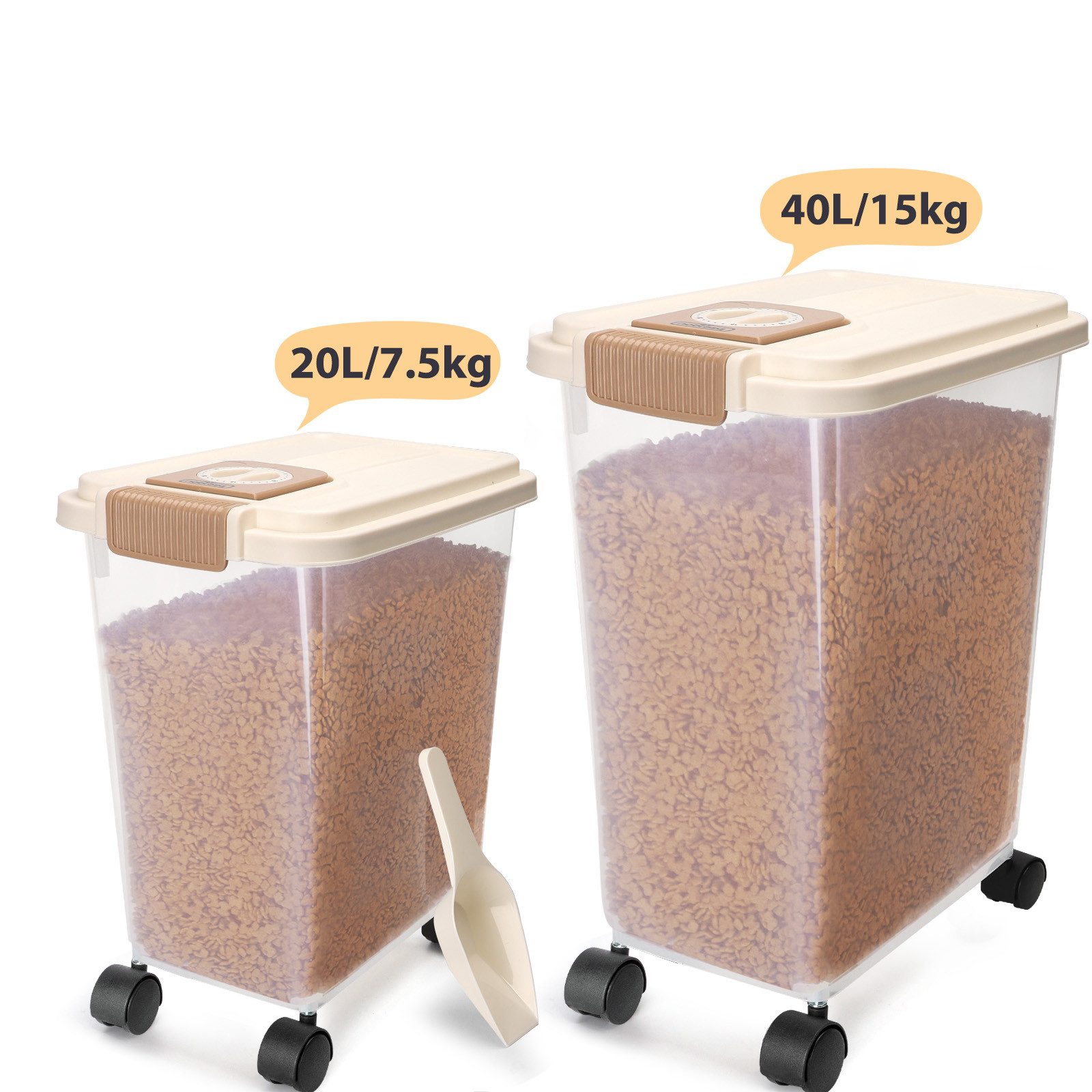 nobleza Futterbehälter Hundefutter Aufbewahrung 20L/40L Futterbehälter mit Datumsanzeige