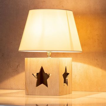 Levandeo® Nachttischlampe, Lampe Tischlampe H41cm Holz Holzlampe Stern Leuchte Deko Tischleuchte