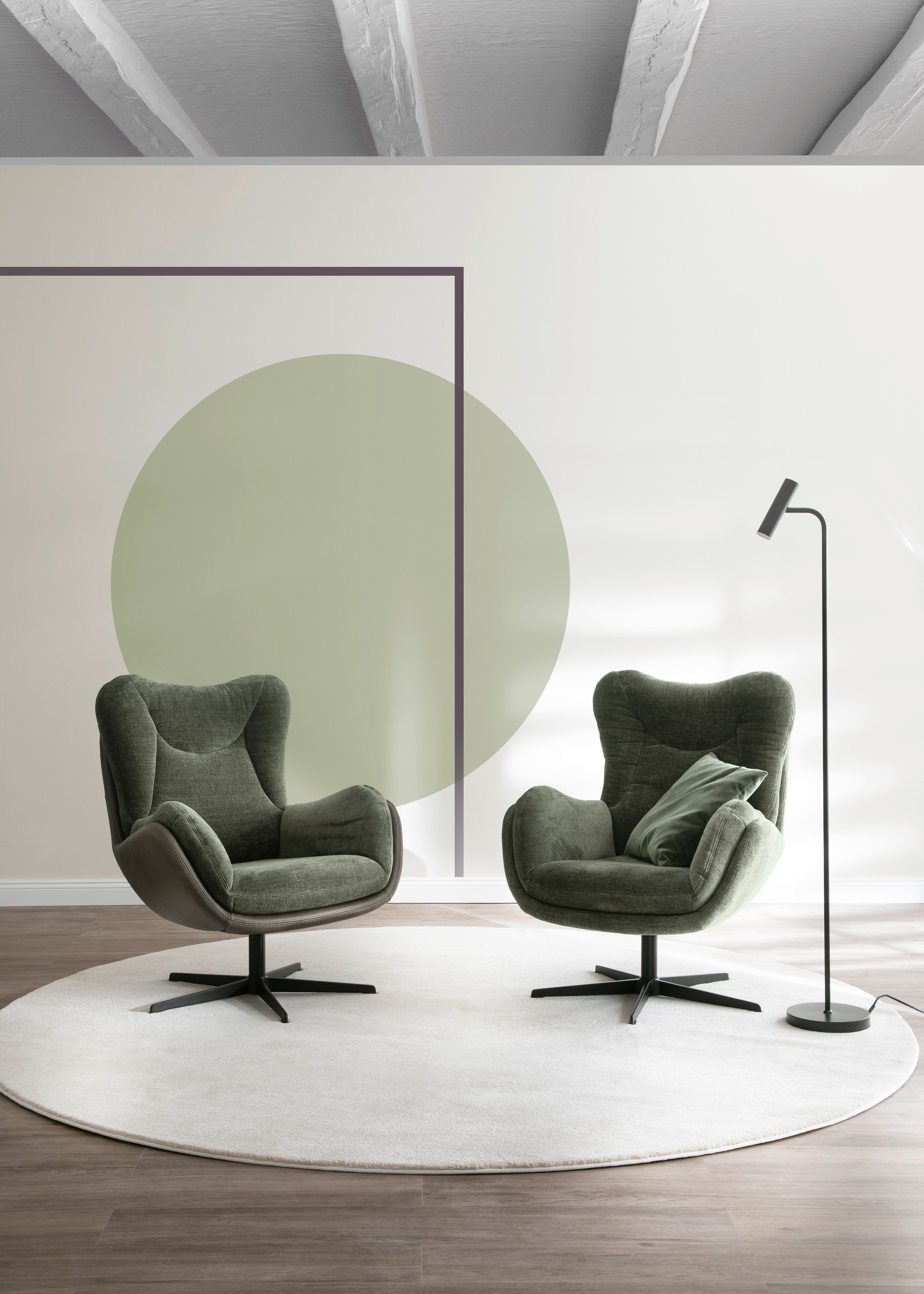 SCHÖNER WOHNEN-Kollektion Teppich Pure 190, rund, Höhe: 21 mm, Wohnzimmer, Schlafzimmer, uni, leichter Glanz, robuster Kurzflor