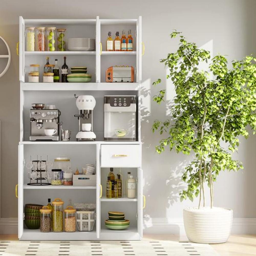 VOWNER Küchenbuffet mit 5 Schränken,Verstellbaren Einlegeböden 100*180*28cm günstig online kaufen