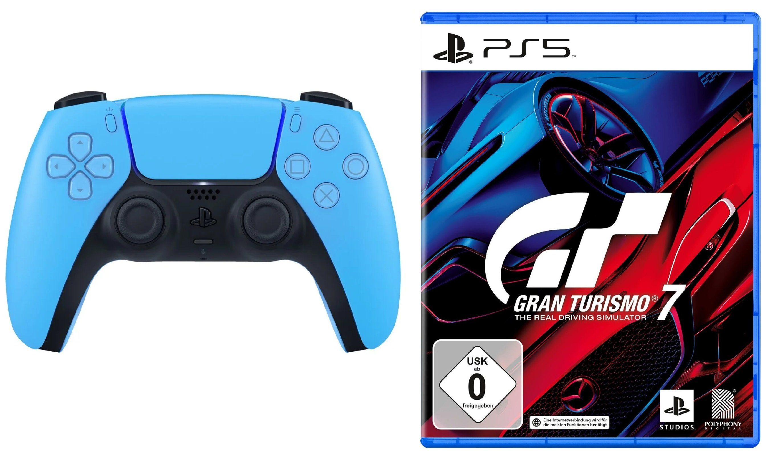 Playstation PS5 Controller mit Gran Turismo 7 Spiel Bundle PlayStation 5-Controller (DualSense Wireless-Controller)