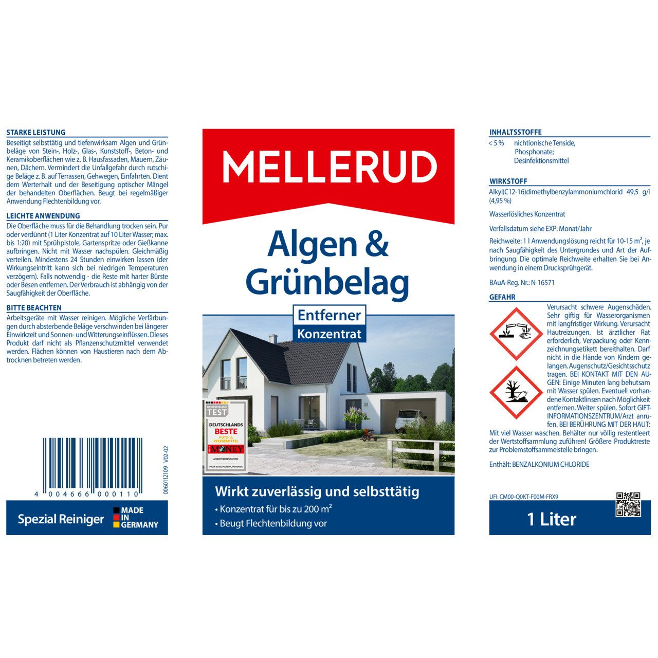 Mellerud Algen & Grünbelag Entferner Konzentrat 1,0 l Grünbelagentferner (Konzentrat, 1 l)
