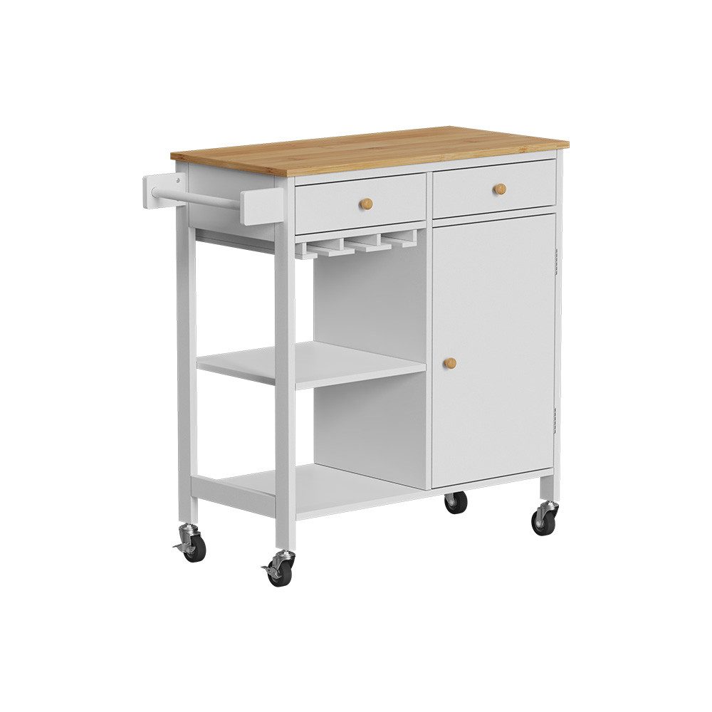 Vicco Barschrank Trayz, Weiß, 89 x 87 cm mit Rollen