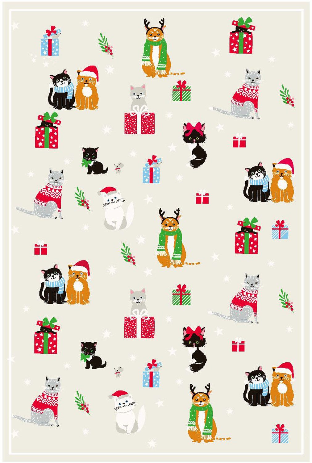 Kracht Geschirrtuch Weihnachtskatzen, (3-tlg., 3-teilig), 3er günstig online kaufen