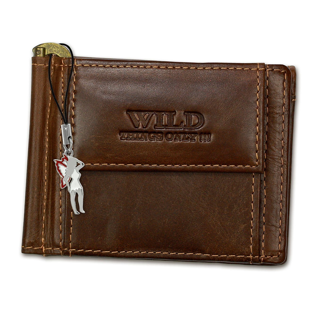 Wild Things Only !!! Geldbörse Wild Things Only Brieftasche RFID Blocker (Portemonnaie, Portemonnaie), Herren Portemonnaie Echtleder Größe ca. 11cm, braun