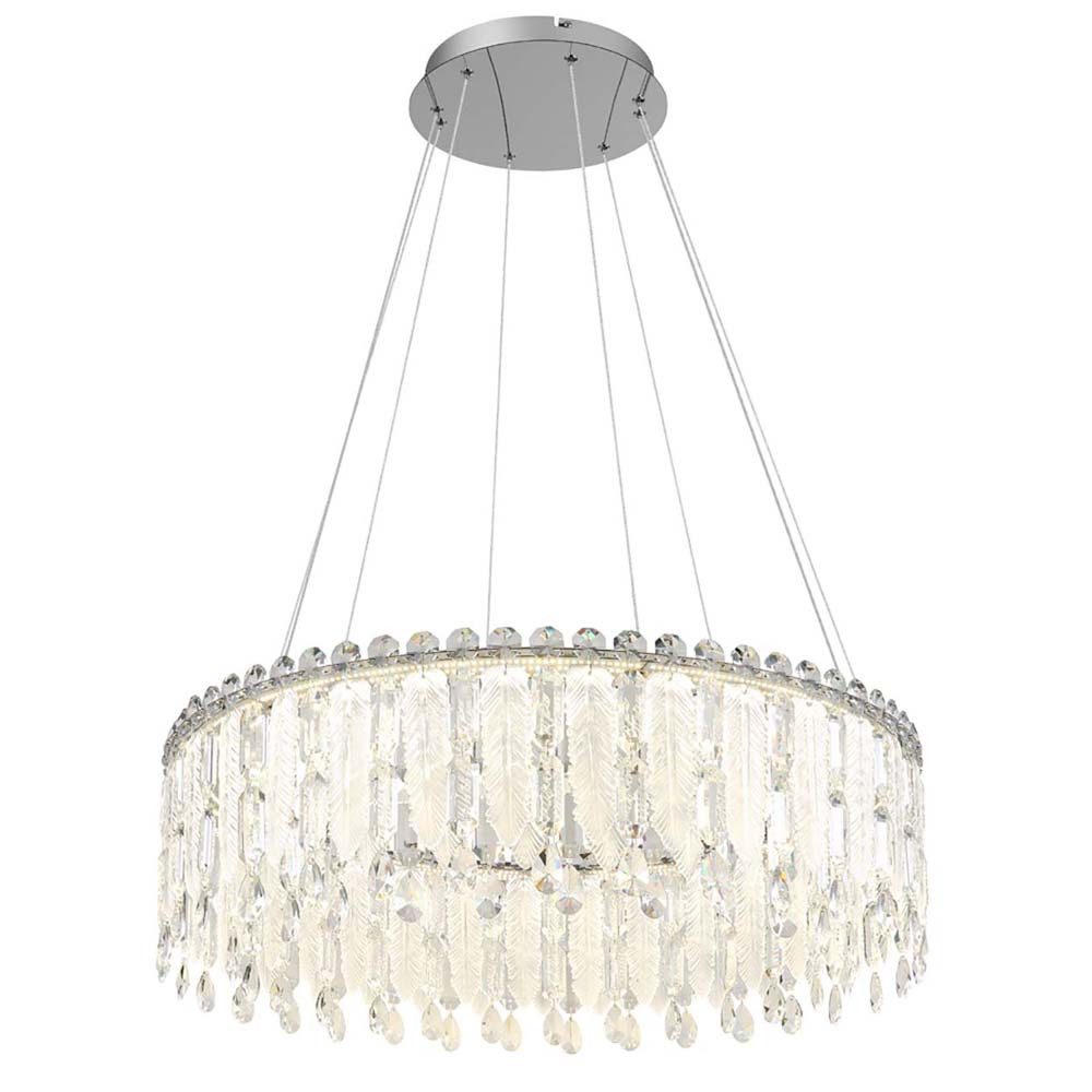 GLOBO LIGHTING LED Pendelleuchte, LED-Leuchtmittel fest verbaut, Warmweiß, Neutralweiß, Tageslichtweiß, Hängelampe Pendellampe Esstischleuchte LED dimmbar Feder Kristalle