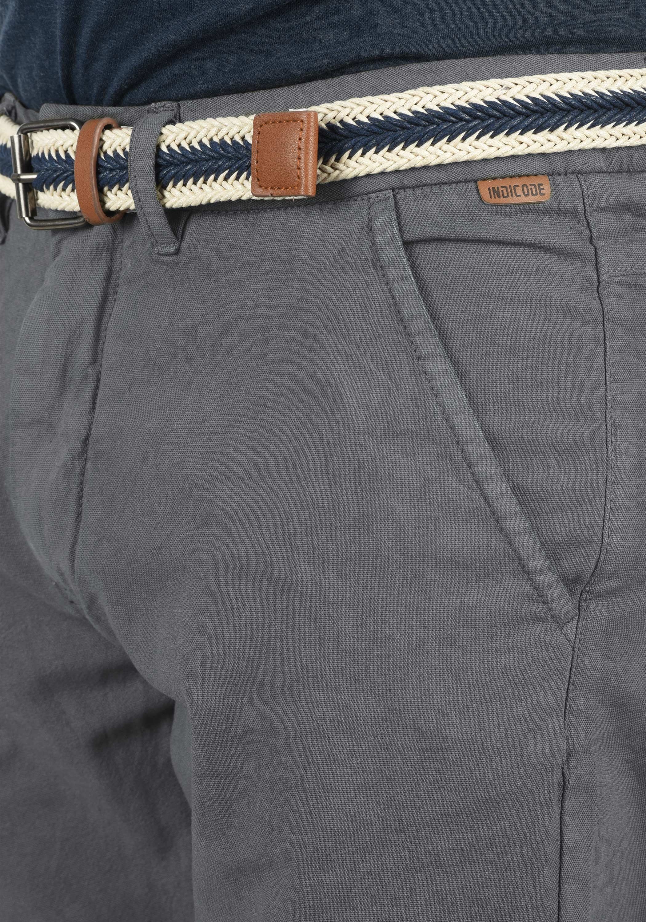 Chinoshorts kurze Grey Hose Indicode (905) IDMews Gürtel - mit 70193MM - Shorts