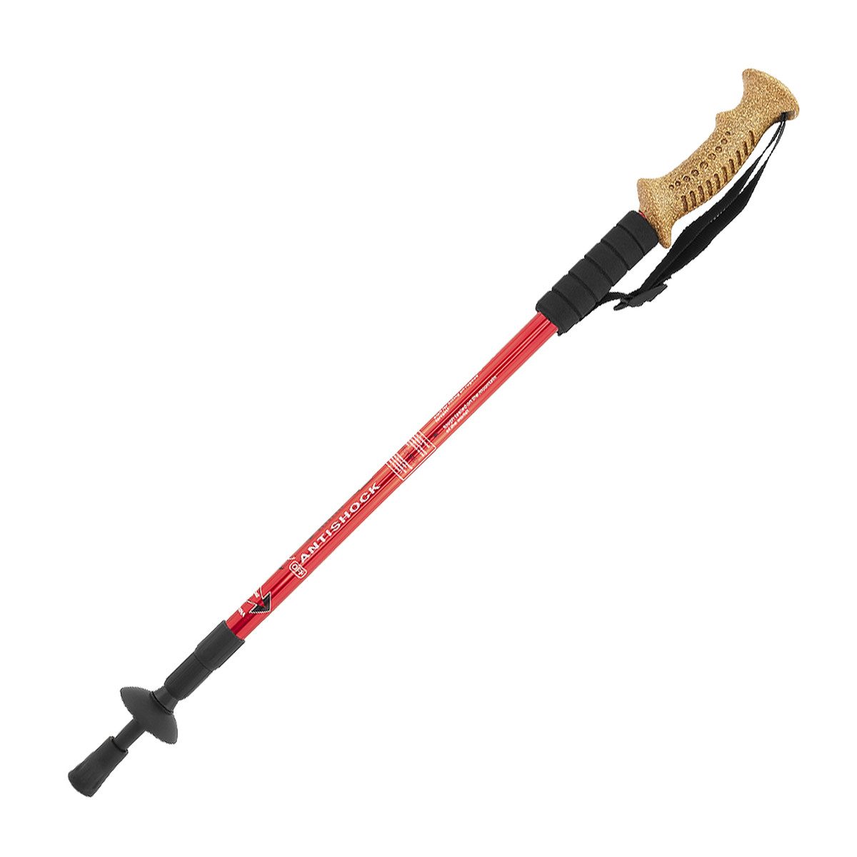 MidGard Nordic-Walking-Stöcke Wanderstоck 65-135cm Teleskop Antischock Stock Korkgriff Dämpfung (1 St), Leicht, mit ergonomischen Korkgriffe
