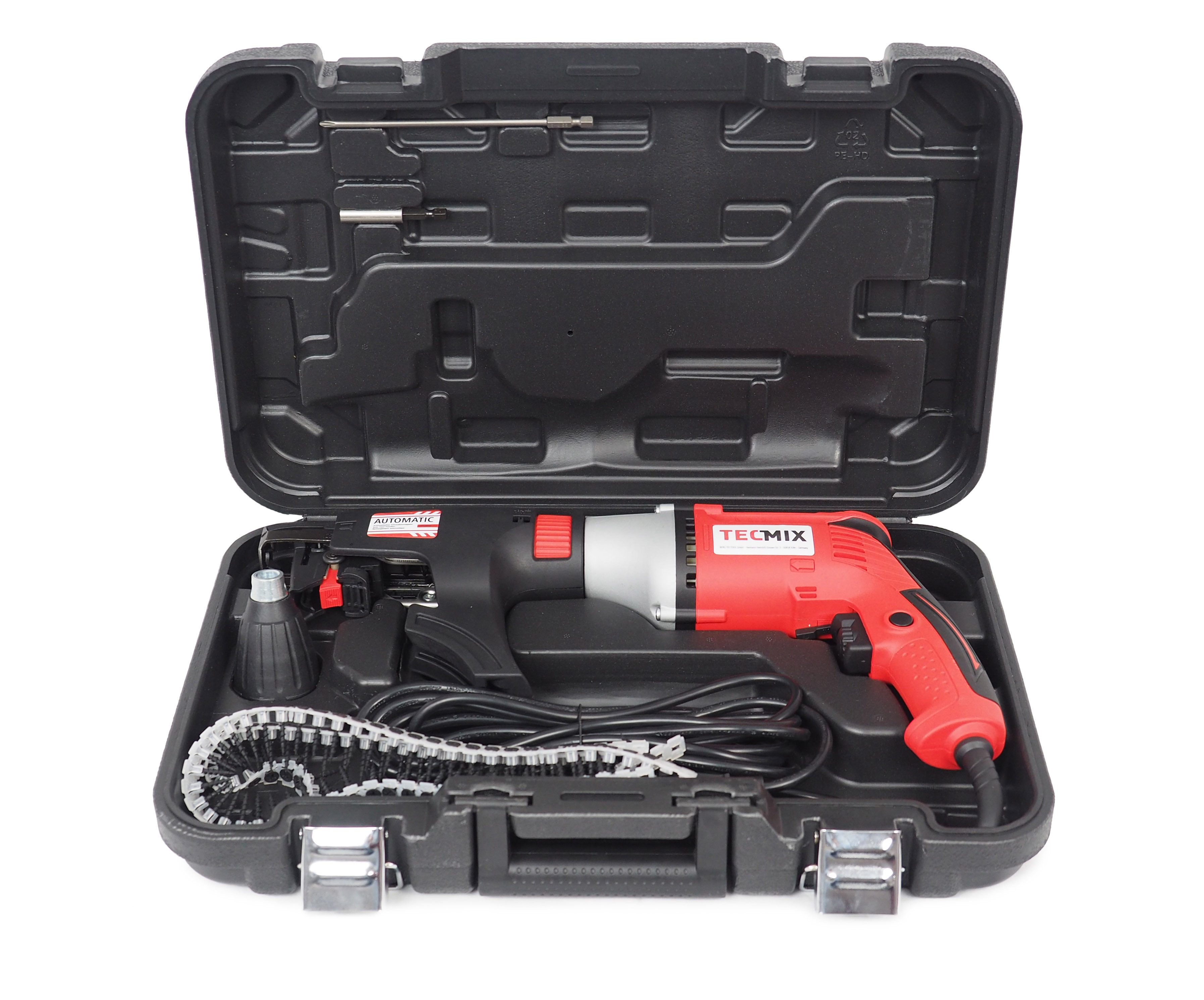 TECMIX Magazinschrauber MAGAZIN-TROCKENBAUSCHRAUBER TMX TBS 550, 5500,00 U/min, (Set, 1-tlg., TBS + Transportkoffer ink. Zubehör), Auto-Start-Stop-Getriebe, stufenloser Tiefenanschlag