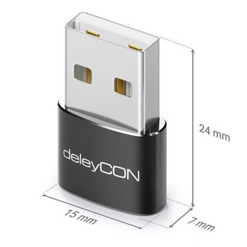 deleyCON deleyCON 2x USB2.0 Mini Adapter USB zu USB C-Buchse Notebook USB-Adapter
