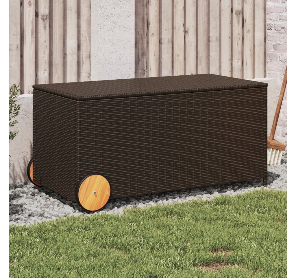 Thumbnail - vidaXL Auflagenbox Kissentruhe Kissenbox Auflagentruhe Gartenbox mit Rollen Braun 190L Po