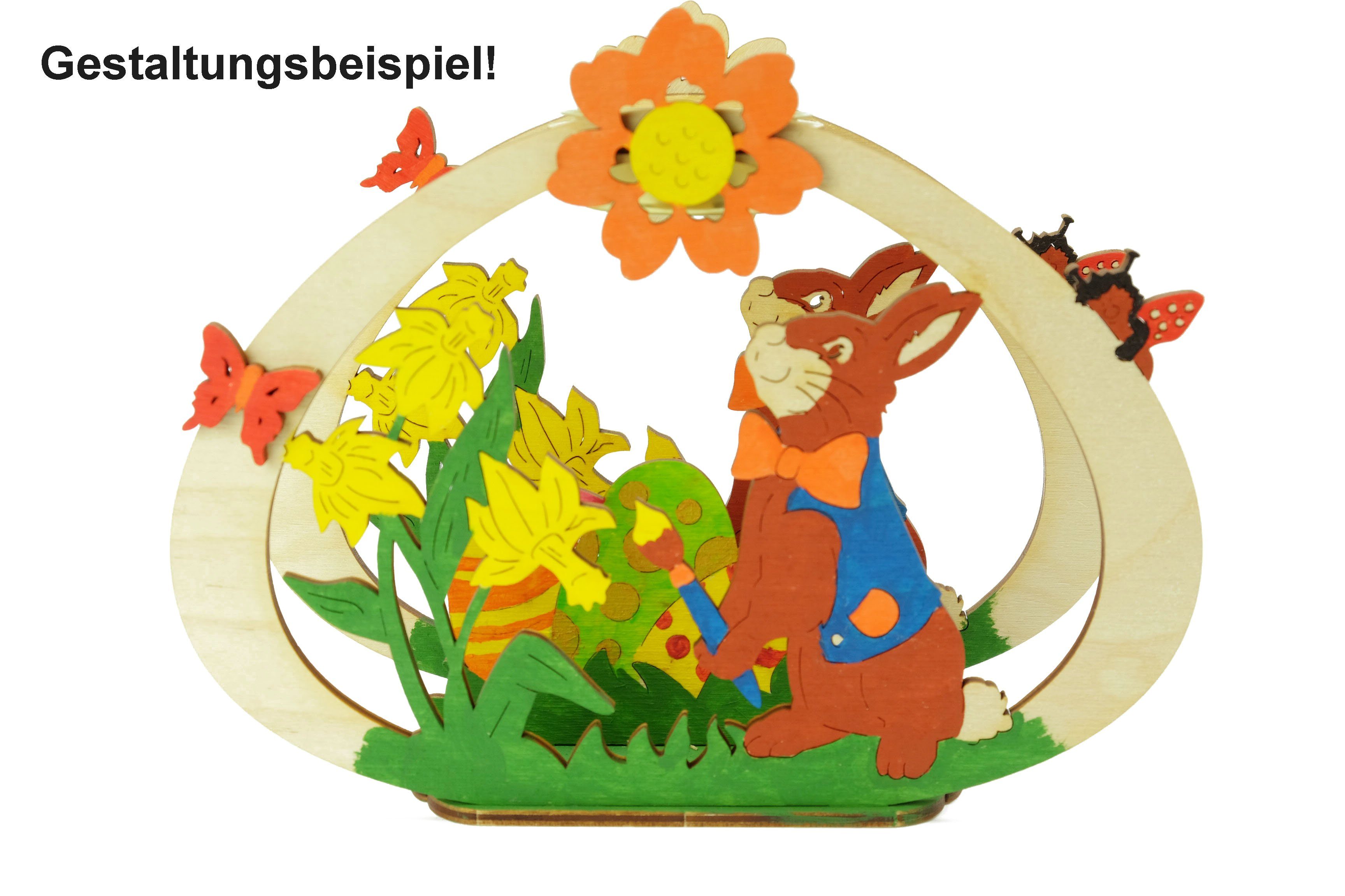 DeColibri Kreativset Bastelset Basteln Kinder Erwachsene Holz Osterdeko Hasenfamilie Maler, (Bastelset), Made in Germany, aus Holz, bemalbar