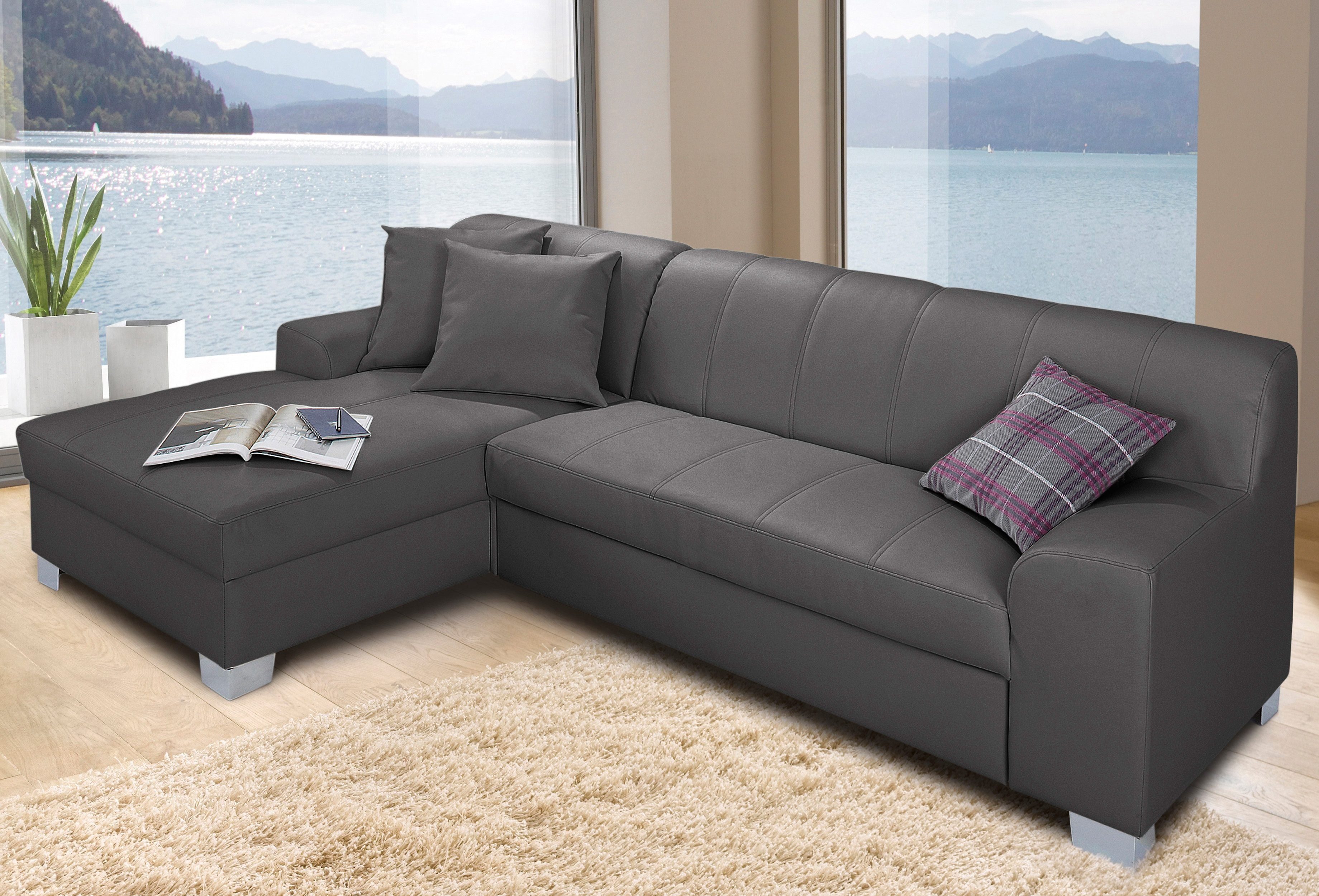 Home affaire Ecksofa Anzio, elegant und gemütlich, Breite 239cm, L-Form, wahlweise mit Bettfunktion