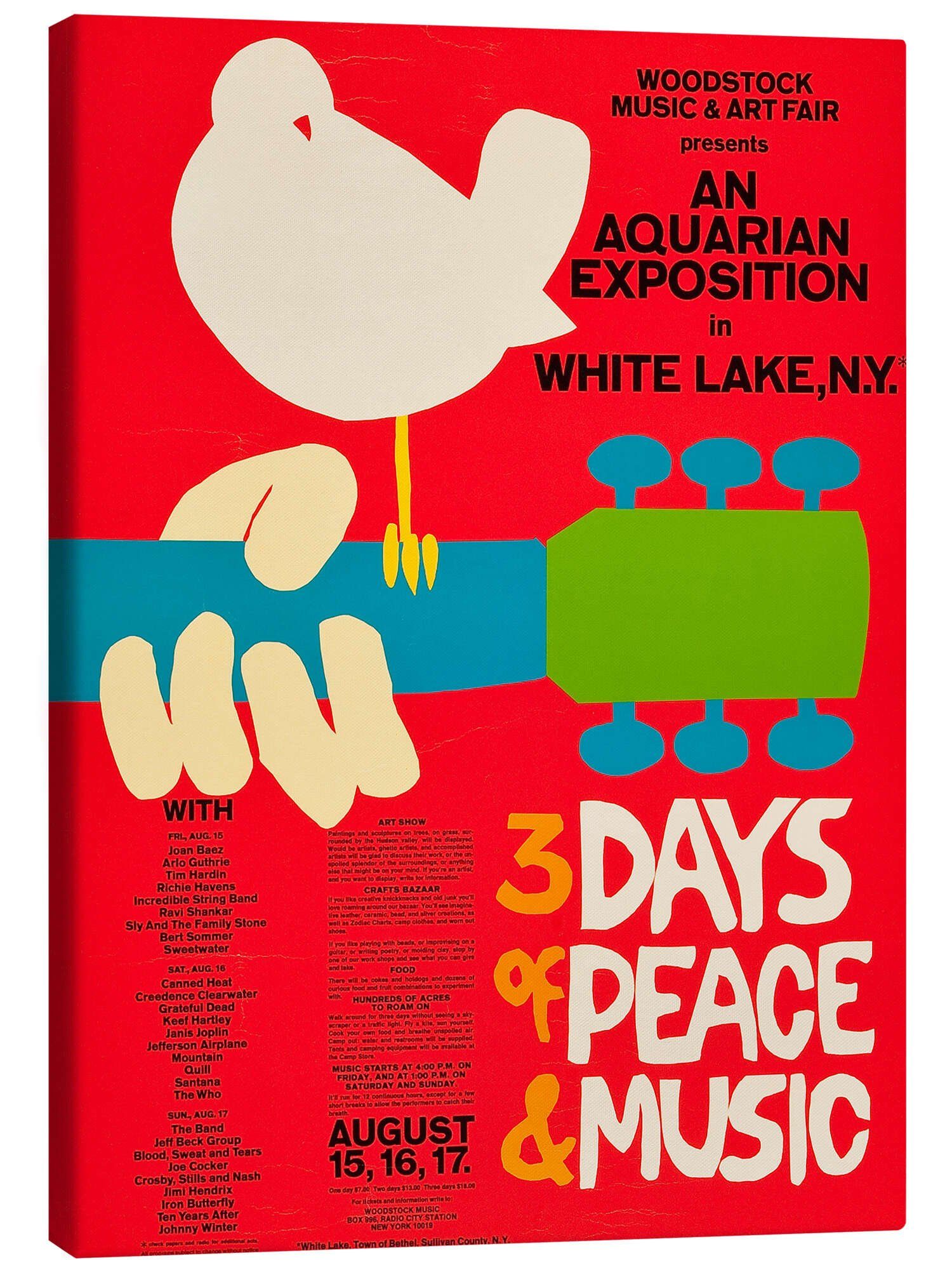 Posterlounge Wandbild Woodstock Festival, Vintage Entertainment Collection, erhältlich als Poster, Leinwandbild, Wandsticker oder Acrylglasbild