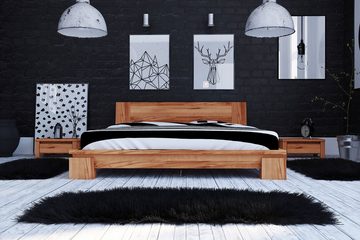 byoak Bett VINCI 160 x 200 aus Massivholz, mit Holzkopfteil, Naturgeölt
