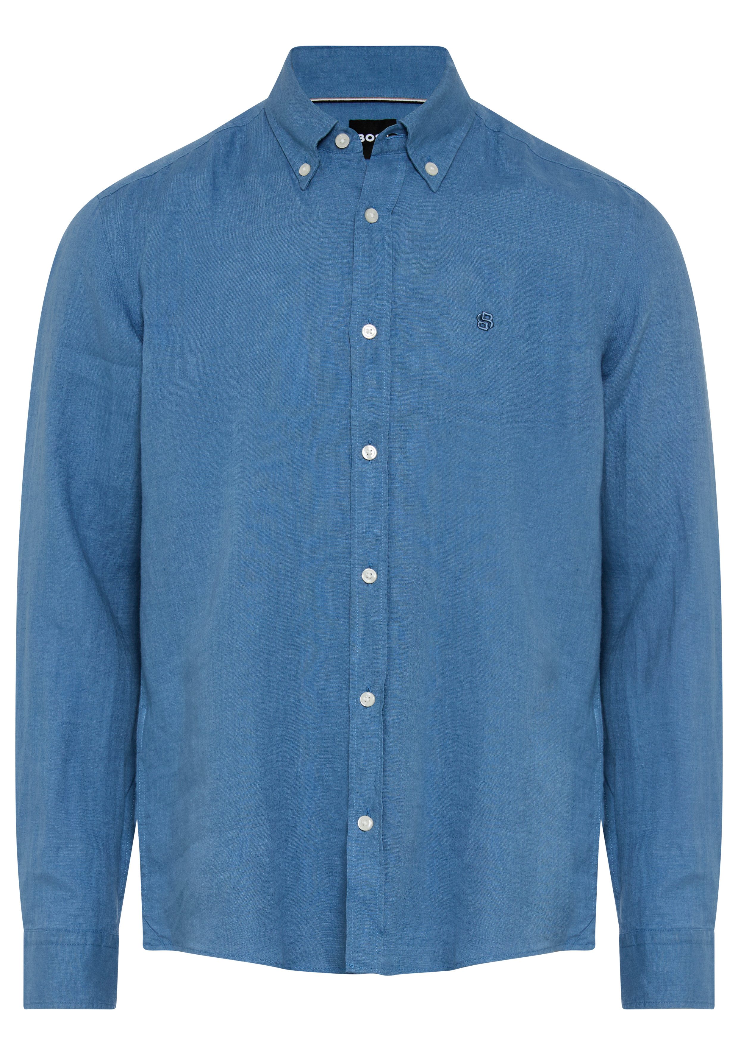 BOSS Leinenhemd LIAM 100% Leinen mit Button-Down-Kragen, regular fit