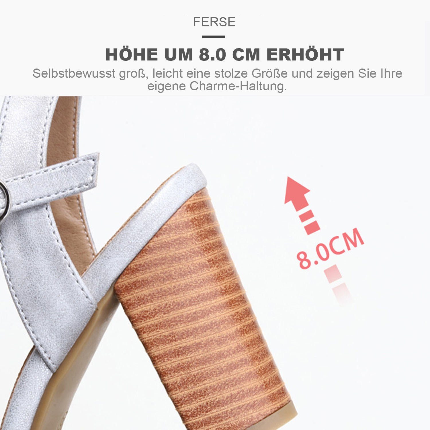 High-Heel-Sandalette Daisred für Silber Knöchelriemen Alltag den Pumps Sandale Strass mit Damen