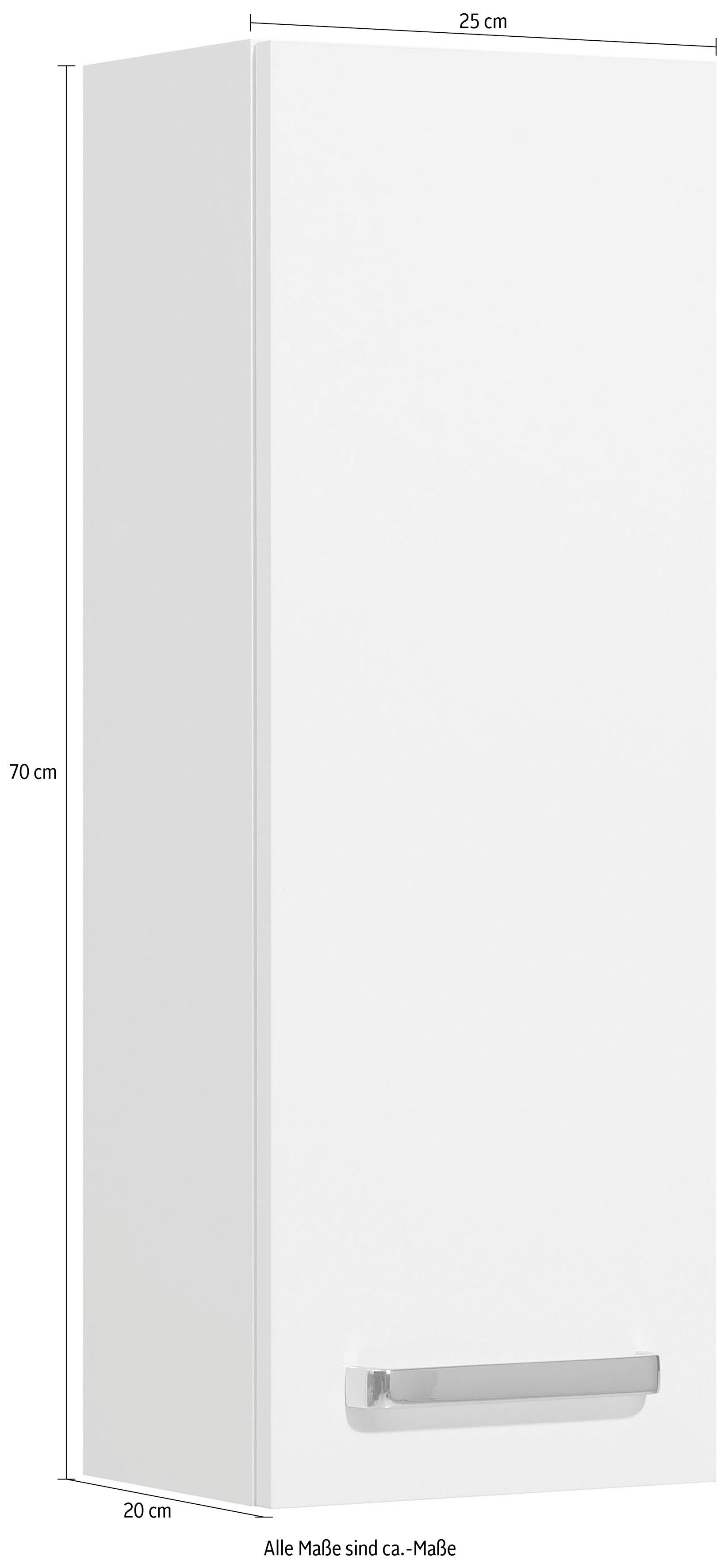 Saphir Hängeschrank Quickset Wand-Badschrank 25 cm breit mit 1 Tür und 2 Einlegeböden Badezimmer-Hängeschrank inkl. Türdämpfer, Griffe in Chrom Glanz – Bild 3 von 4
