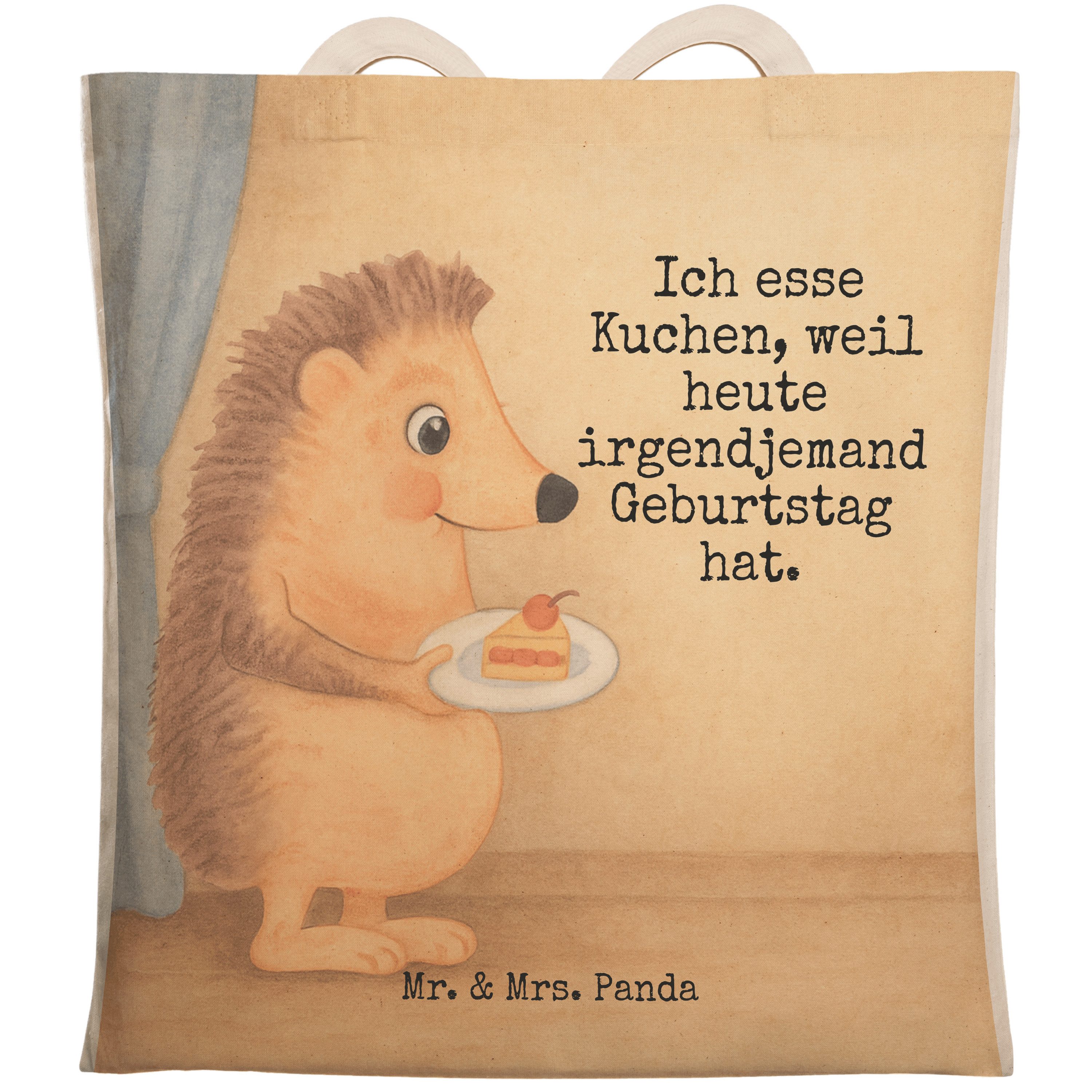Tragetasche Igel Kuchenstück Design, Tote Bag, Weiß, Tasche, Tragetasche Bedruckt