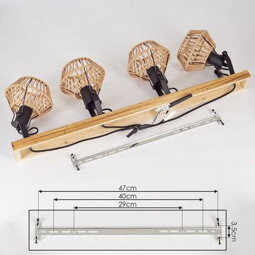 hofstein Deckenleuchte »Corna« moderne Deckenlampe aus Metall/Holz/Hanfseil in Schwarz/Natur, ohne Leuchtmittel, Leuchte mit drehbaren Schirmen, 4xE27