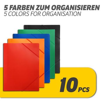 Praknu Präsentationsordner 10 Sammelmappen A4 Bunt, 10er Set - Wasserabweisend - Farbig Sortiert - Sichere Aufbewahrung