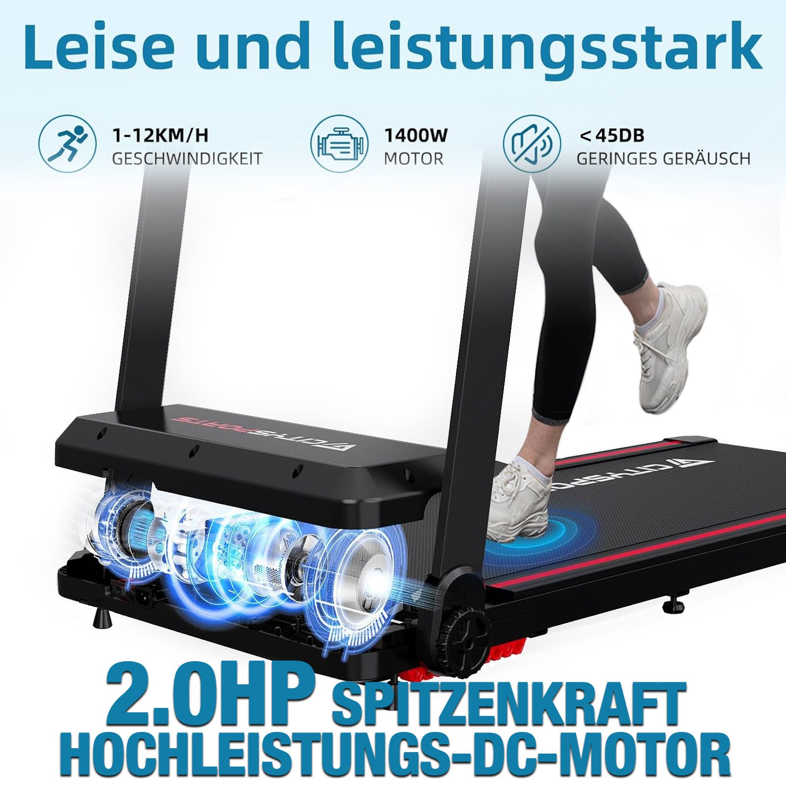 CITYSPORTS Laufband WP9 (Mit toolkit, Schmiermittel), Klappbares Laufband bis 12 km/h mit APP walking jogging pad