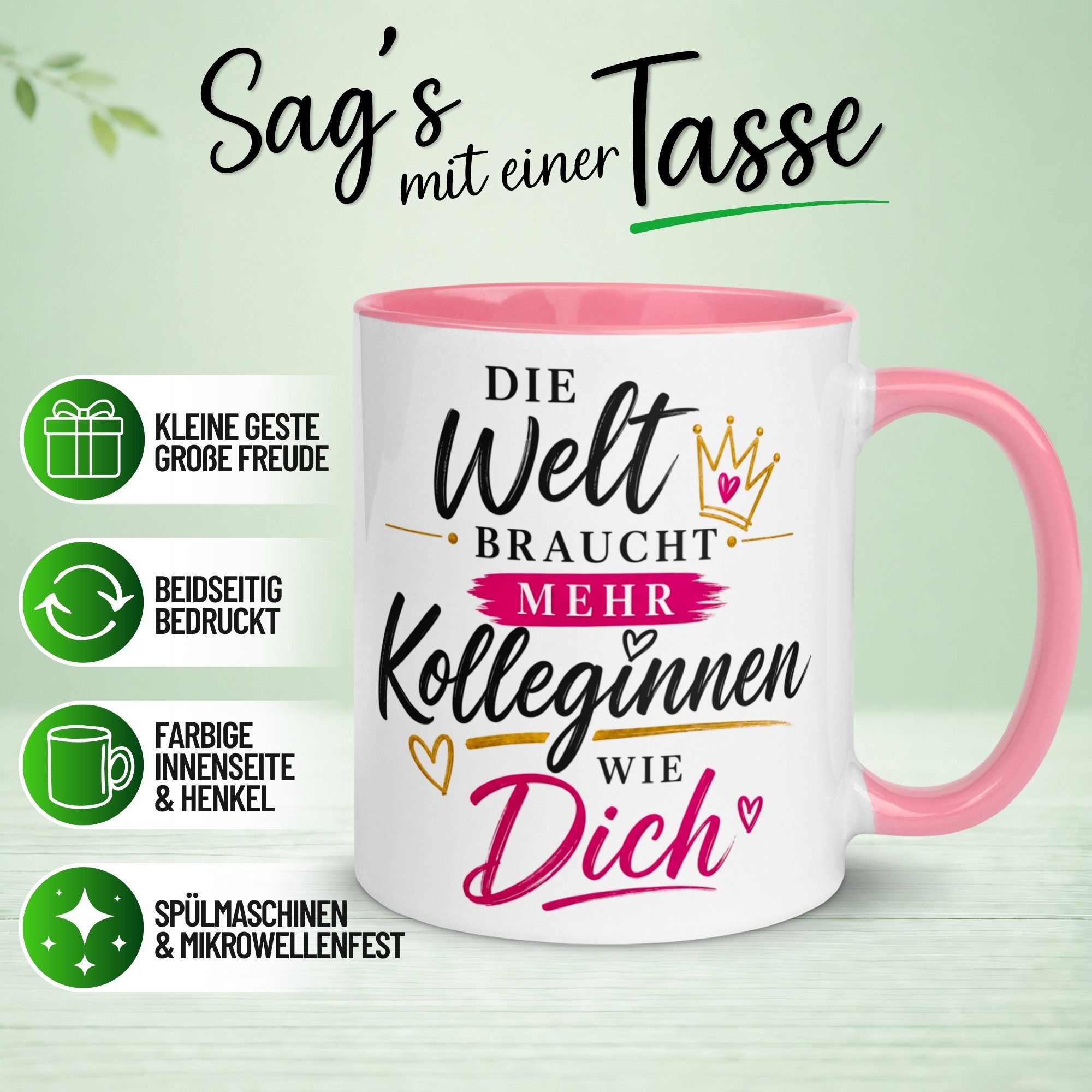 Momentals Tasse Beste Kollegin – Die Welt braucht mehr Kolleginnen wie Dich – Geschenk, Gratis Versand · Links-&Rechtshänder · Spülmaschinenfest