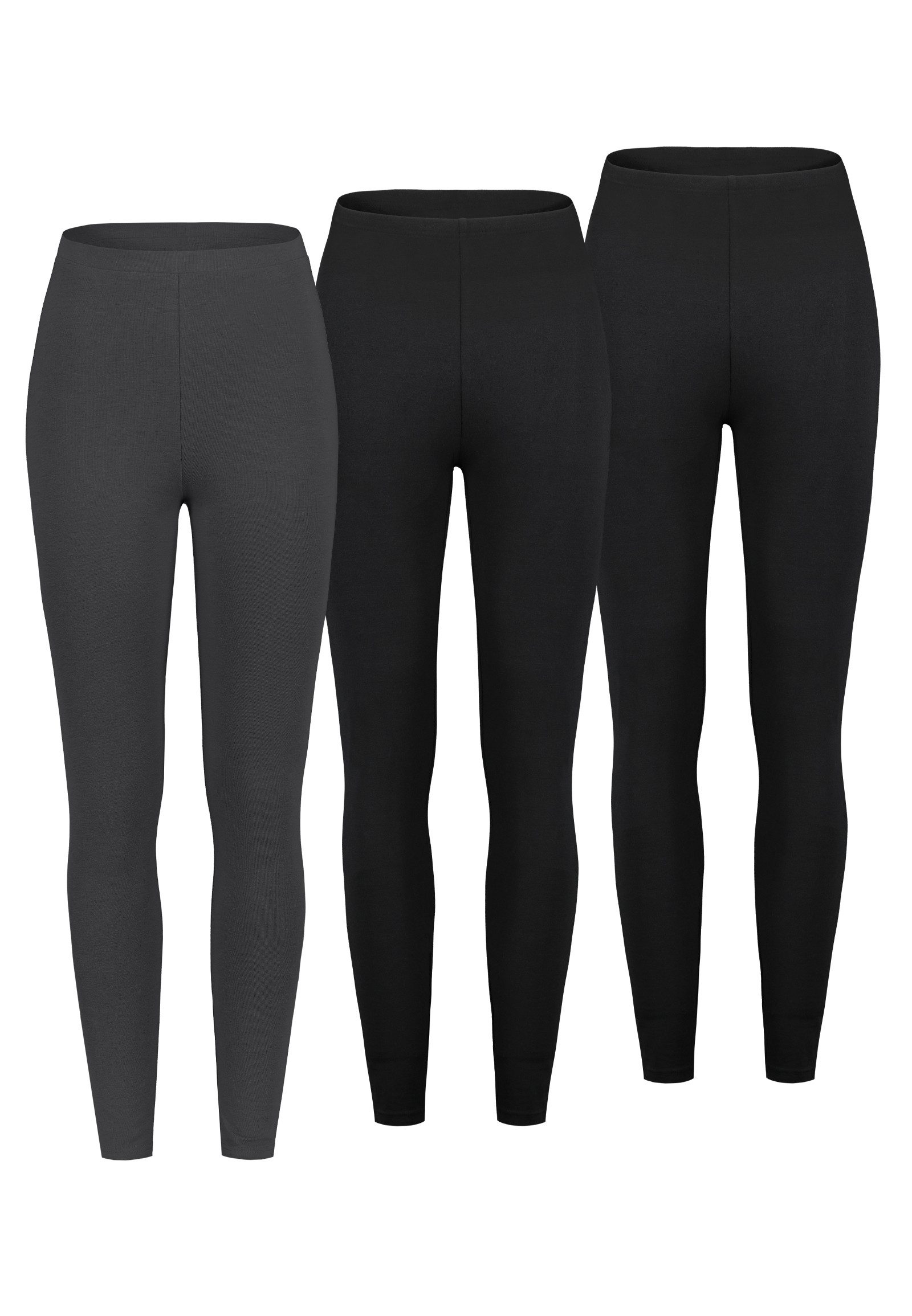 SUBLEVEL Leggings Damen lange Leggings 3er-Pack (3-tlg) verschiedene Farb-Packs, Single-Jersey