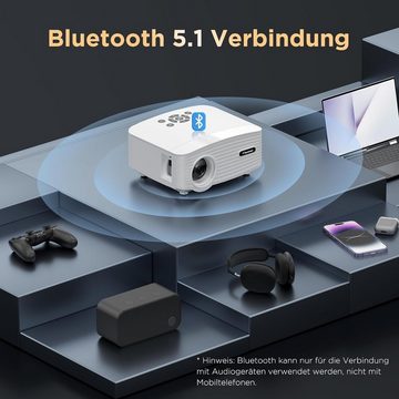 Vigpil Heimkino Mini Portabler Projektor (11000 lm, 1280*720 px, kompatibel mit Android/iOS/Windows/TV Stick/HDMI/USB)