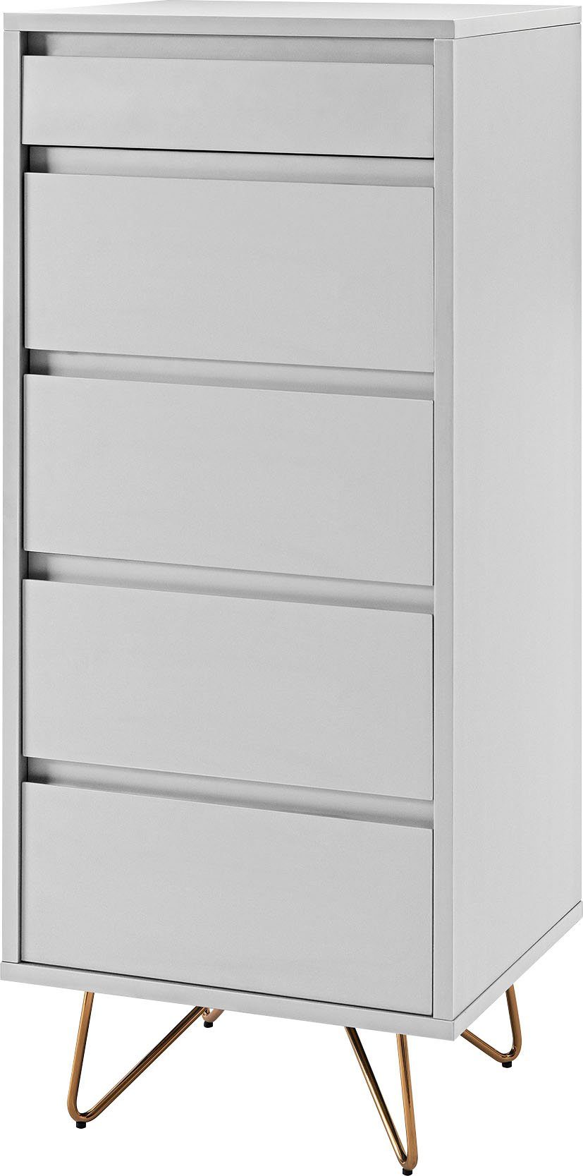 SalesFever Hochkommode Bolton - Elegante Schubkastenkommode, Spiegel im Klappdeckel, Kommode mit Schmuckfach, Schubladenschrank