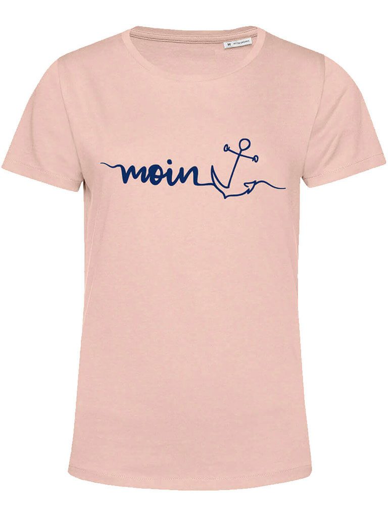 T-Shirt Damen Kurzarm-Shirt Moin-Anker-Print - Sommershirt Baumwolle Maritim