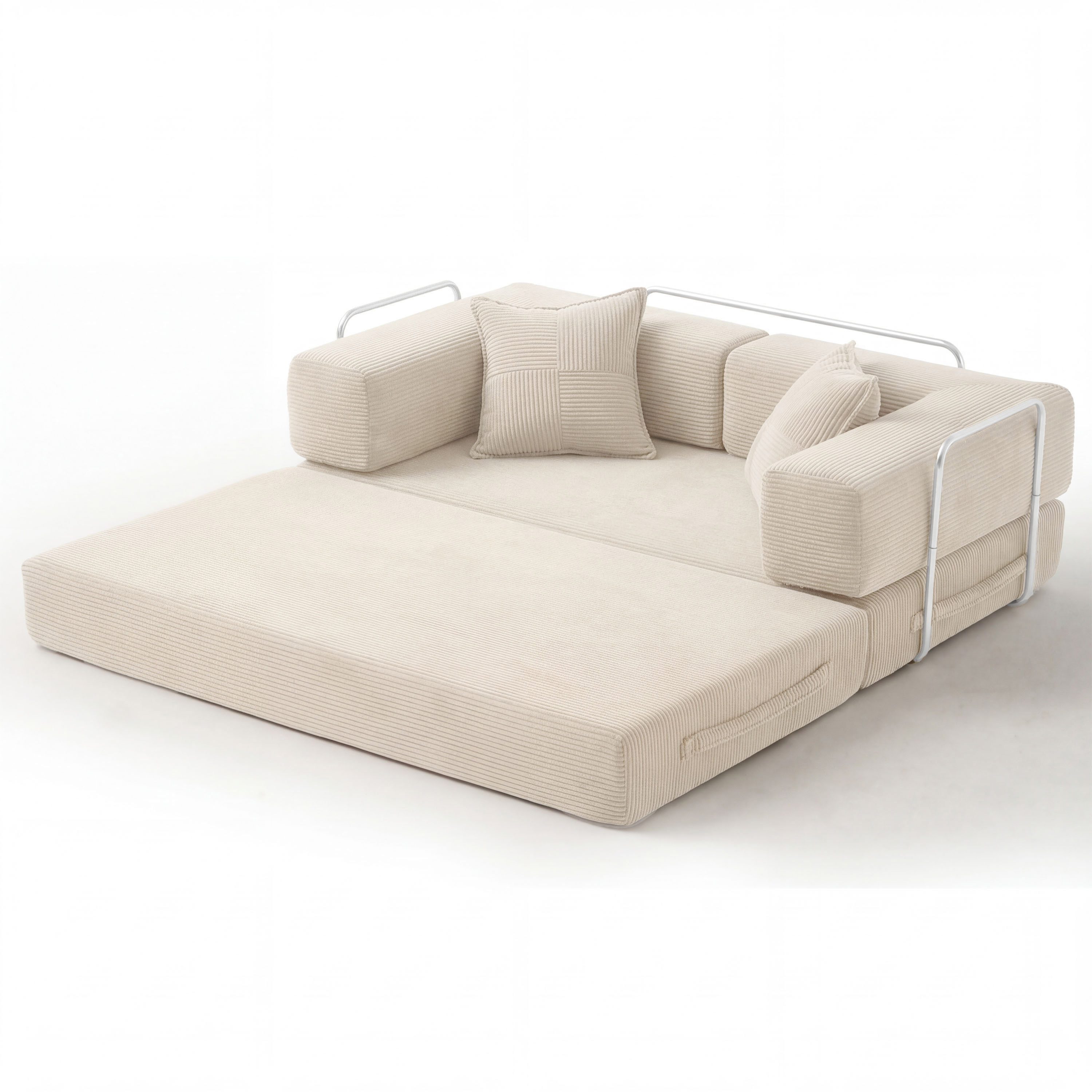 Vipbear Sofa 5-in-1 Wandelsofa aus Cord, Modulares Bodensofa, 1 Teile, montagefrei, Beige