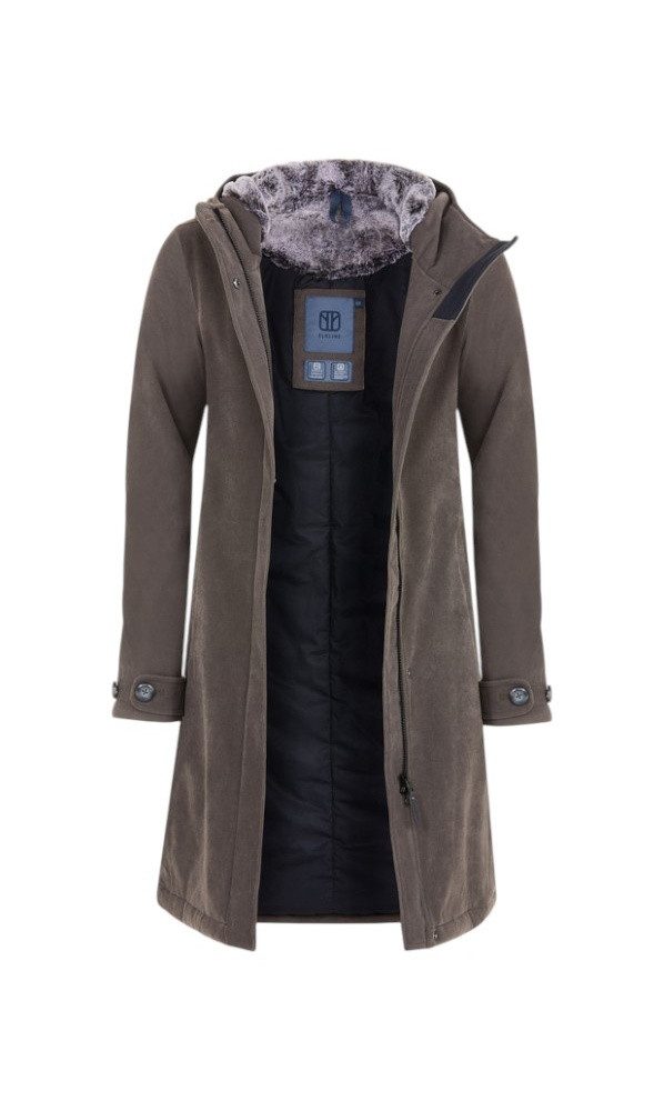 Elkline Wintermantel Glasgow Cord (winddicht, wasserdicht, warm) braun/stonegrau Damen