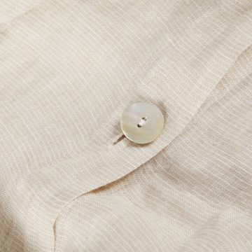 Bettwäsche Leinen Deckenbezug, stonewashed, beige gestreift, By Native, 100% Leinen, weich, hochwertig, atmungsaktiv, hautfreundlichweich