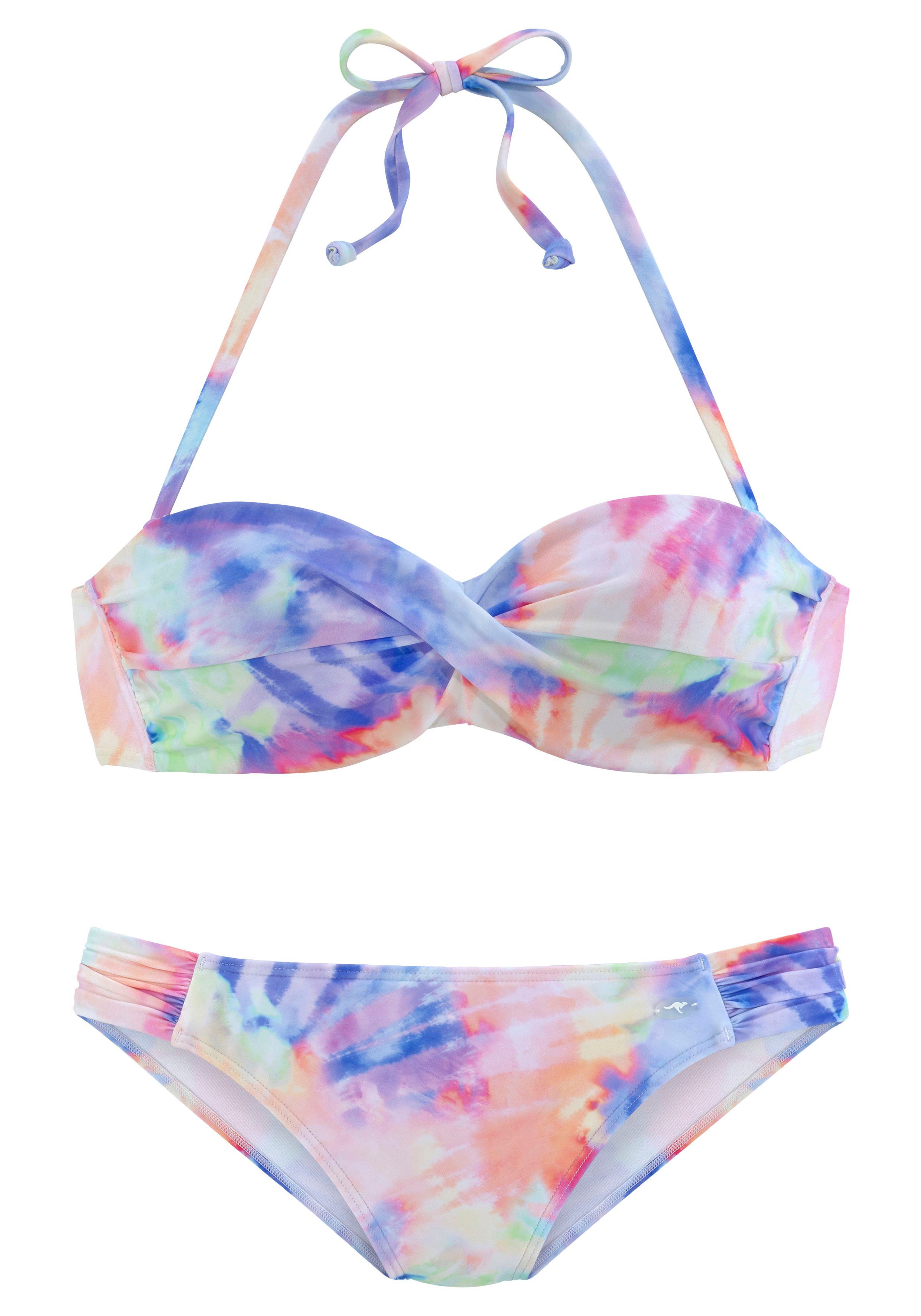 KangaROOS Bügel-Bandeau-Bikini bedruckt, abnehmbare Träger, wattierte Cups günstig online kaufen