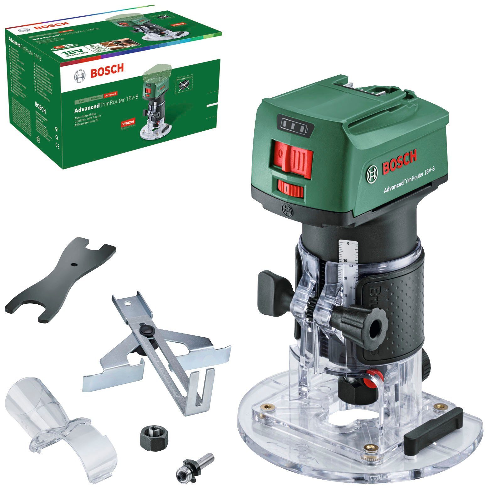 Bosch Home & Volt und V, Akku 18V-8 18 in Solo ohne Ladegerät, Akku-Fräse Tool, Garden 18 System AdvancedTrimRouter