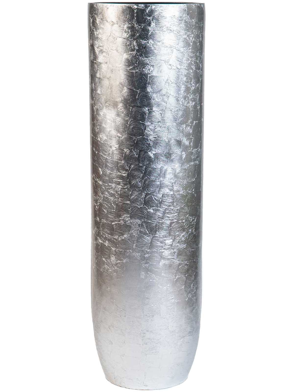 VIVANNO Bodenvase Fiberglas SOLERIO Rund - Blattsilber Blattoptik Hochglanz (1 St), 33x100 cm