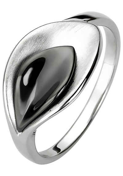 JOBO Fingerring, 925 Silber schwarz teilrhodiniert