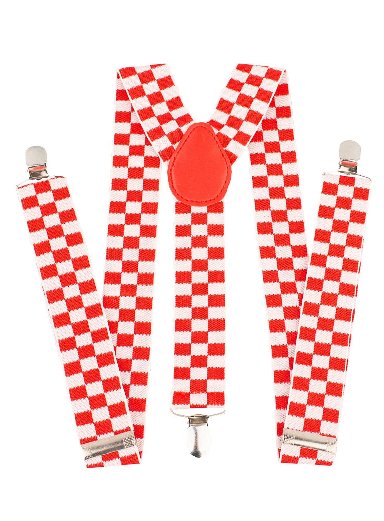 Metamorph Hosenträger Hosenträger Karneval Köln Elastische Halter im rot-weißen Schachbrettmuster
