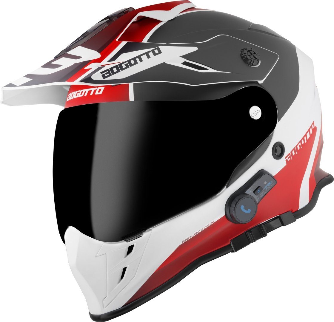 Bogotto Motocrosshelm H331 BT Tour EVO Bluetooth Enduro Helm, vorbereitet für Kommunikationssystem,integriertes Kommunikationss