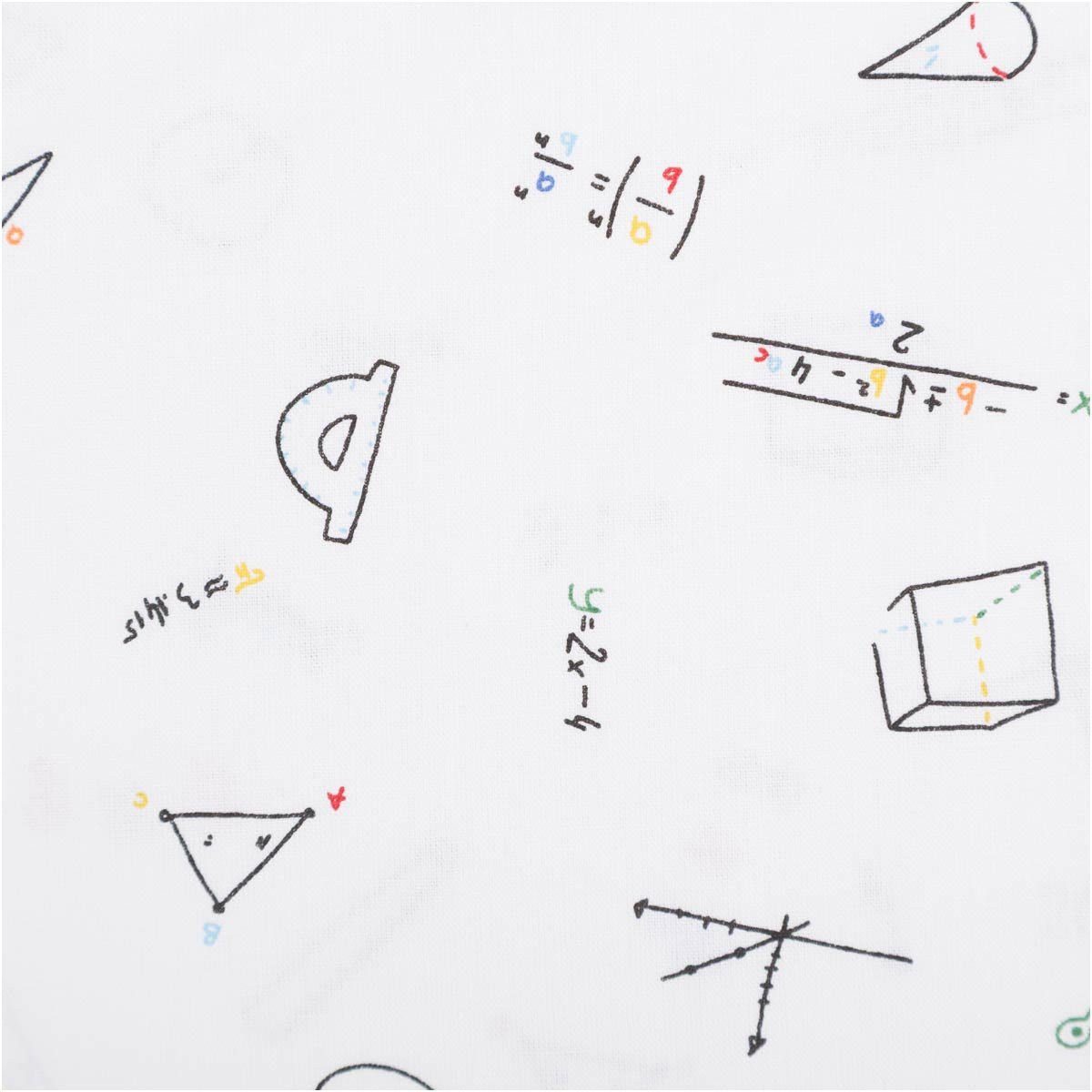 SCHÖNER LEBEN. Stoff Baumwollstoff Meterware Popeline Stoff Mathe weiß 145cm bunt, allergikergeeignet