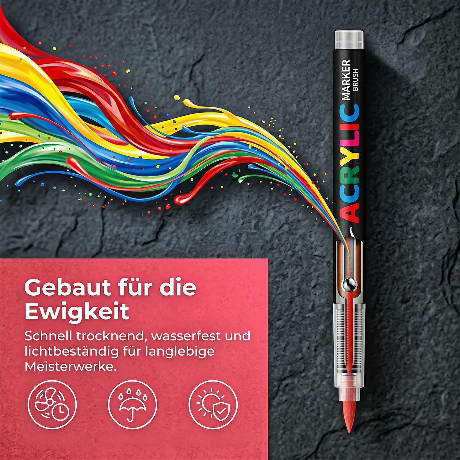 AKKEE Lackmarker Acrylstifte Set Farben wasserfest leuchtende, Marker, (120-tlg), für Papier Steine Glas Holz DIY Medium – Bild 4 von 5