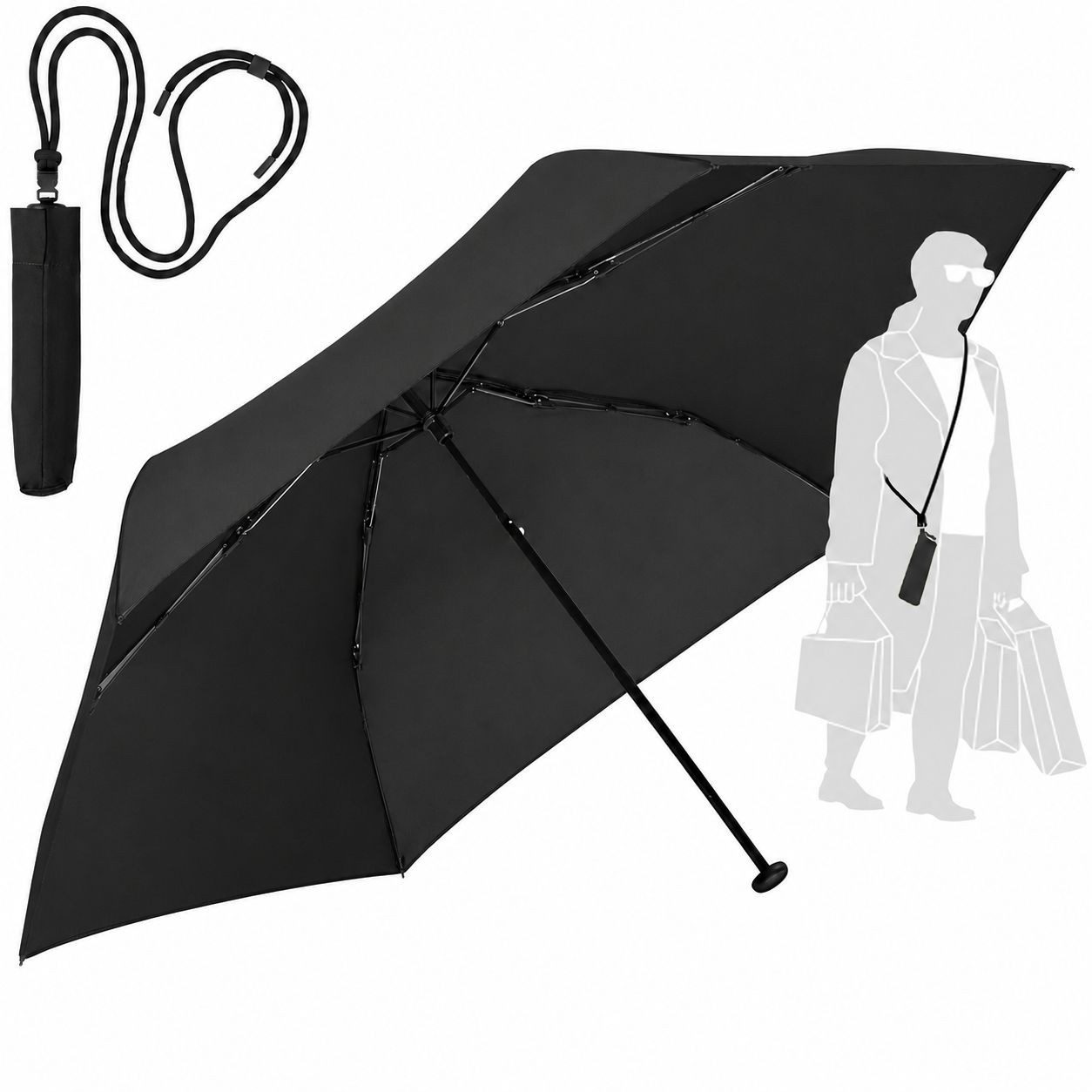 FARE Taschenregenschirm, inkl. Umhängetasche, Windproof-PLUS, Handtaschentauglich, nur 100g
