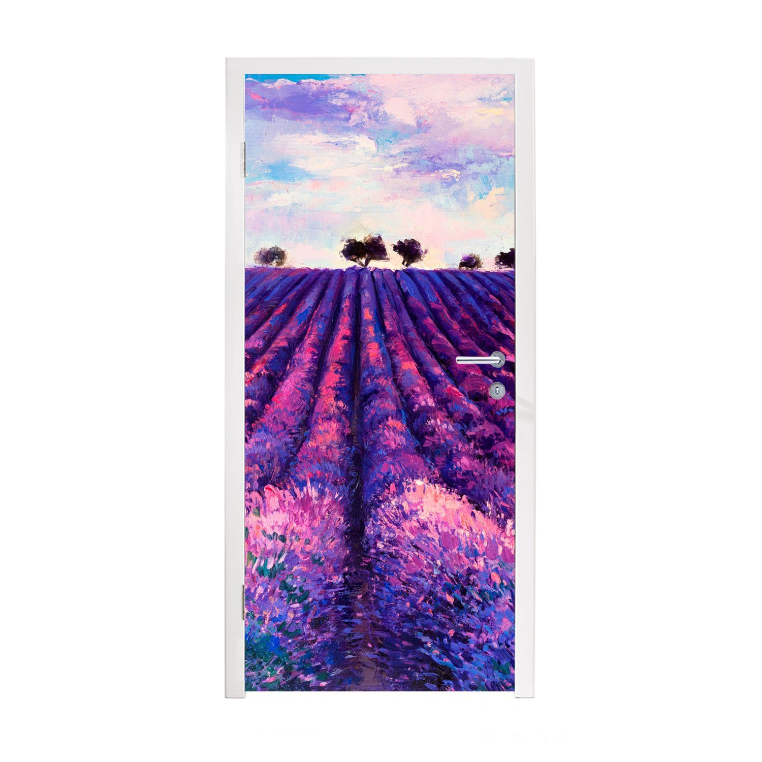 Türaufkleber, cm - bedruckt, 75x205 Tür, Ölfarbe Fototapete - St), MuchoWow Matt, (1 Blumen, Türtapete Malerei für