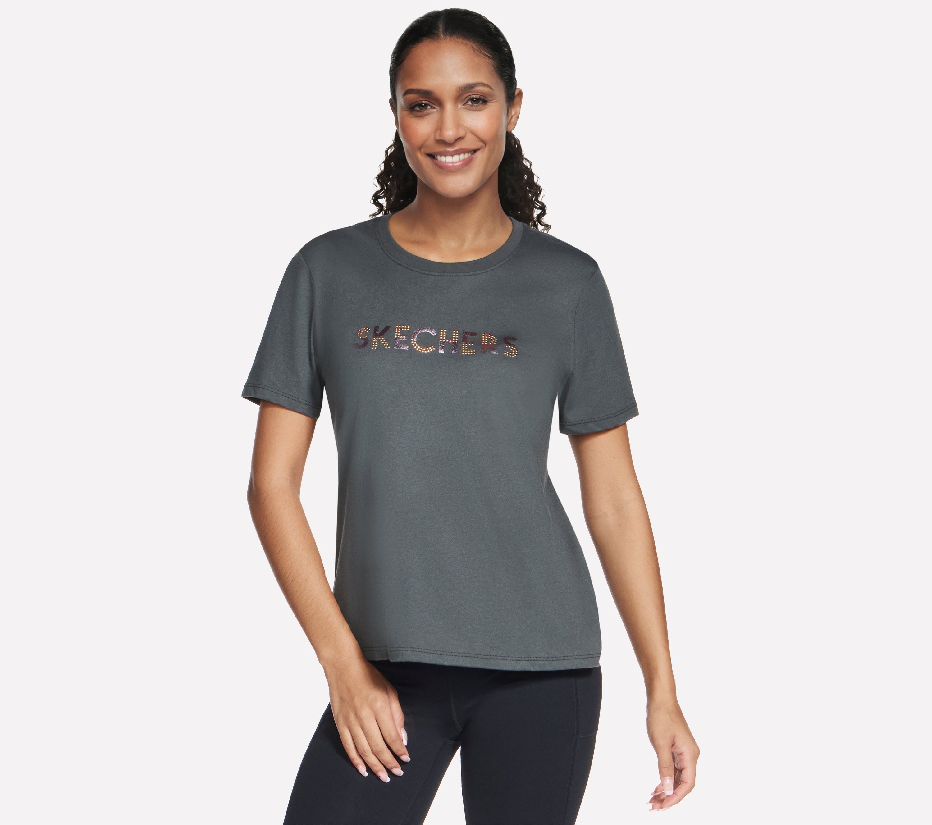 Skechers T-Shirt Women's Tshirt für Erwachsene, mit Rundhalsausschnitt, aus Baumwolle und Polyester