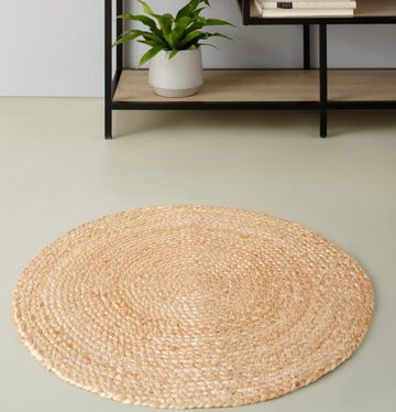 Teppich Naturala, Jute-Teppich, handgefertigt, my home, rund, Höhe: 5 mm, Naturprodukt, Jute, Boho, Wendeteppich, Wohnzimmer, Esszimmer