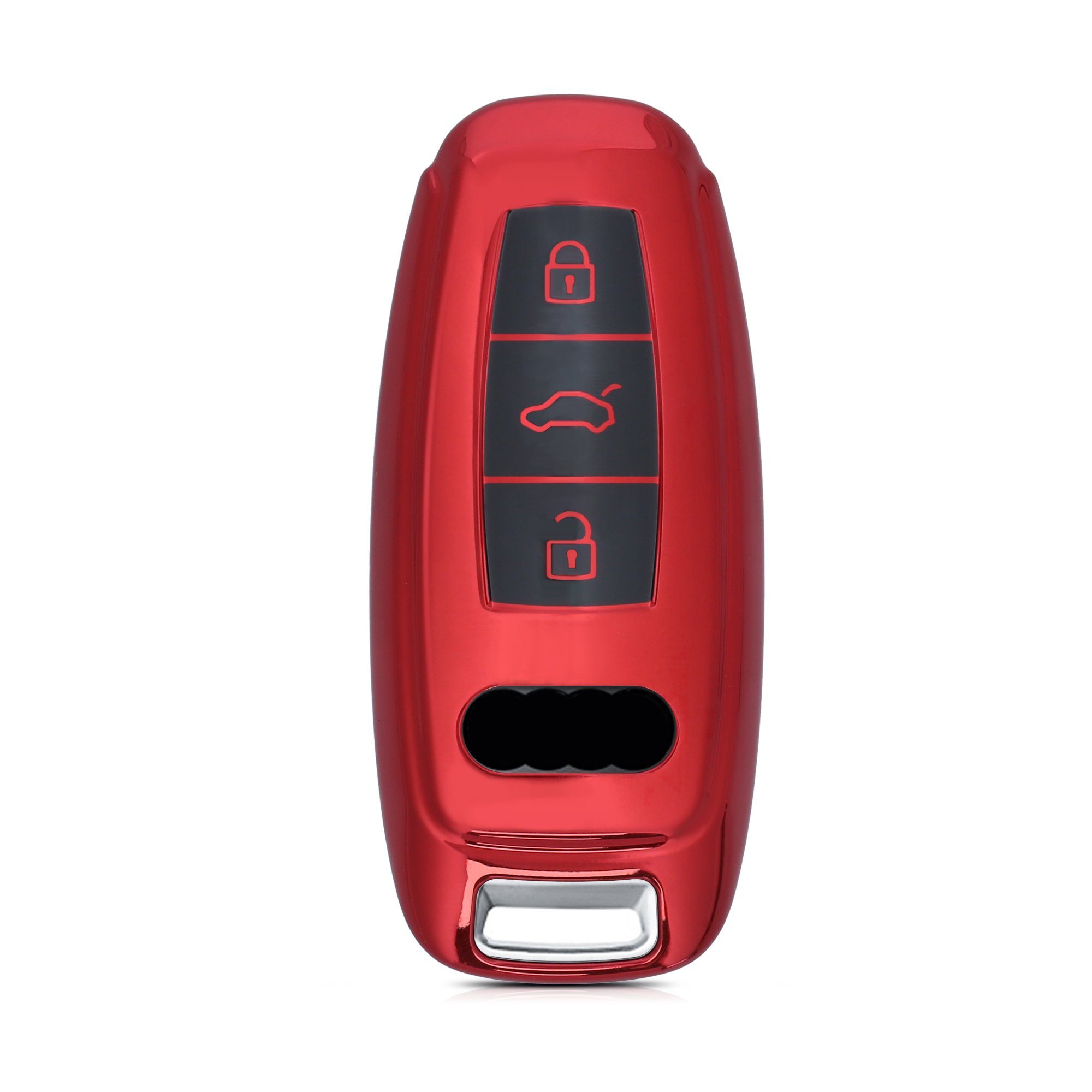 kwmobile Schlüsseltasche Autoschlüssel Q7 Schlüsselhülle Audi Schlüssel Hochglanz Case Silikon Hülle A8 Rot Q8, A7 für Cover A6